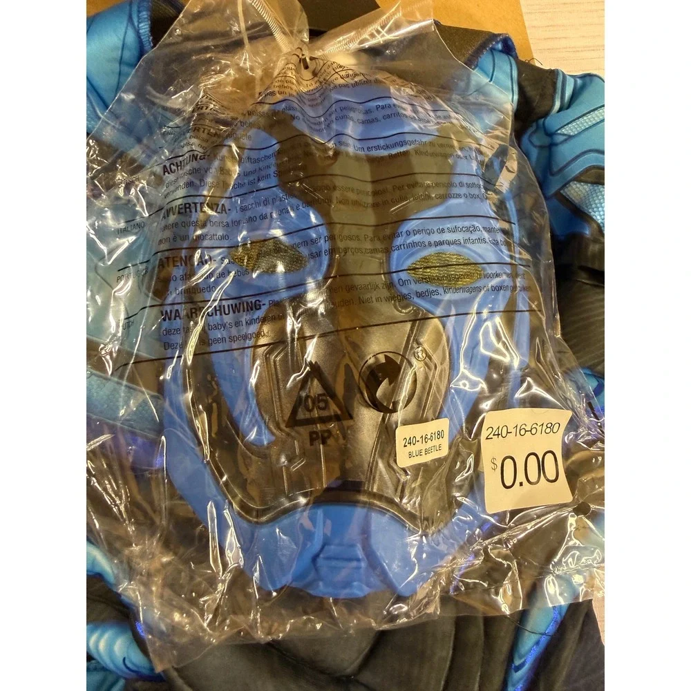 DC Comics Blue Beetle Child Costume Padded Muscle Jumpsuit Mask Rubies Small 6
